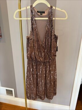 LAST WEEK, FINAL MARKDOWN! Aidan Mattox Bronze Sequin V-Neck Mini Dress